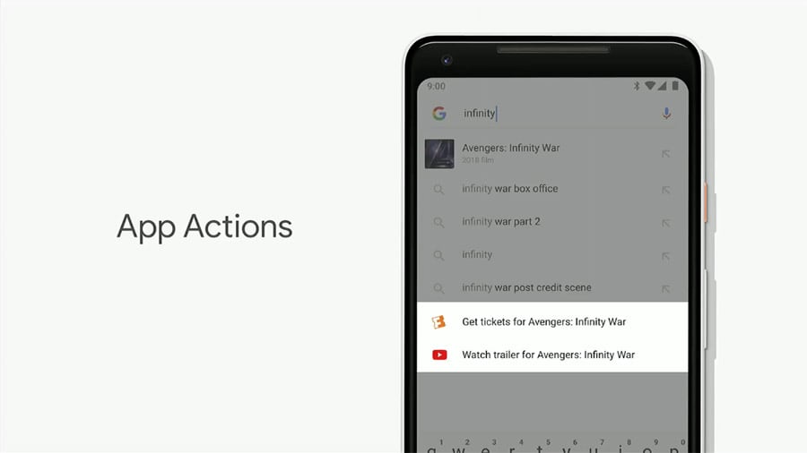 App Actions example from Google I/O 2018 keynote