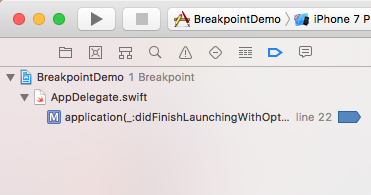 screenshot of breakpoint navigator UI